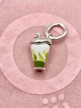 Pandora Iced Matcha Latte Murano Glass Silver Charm